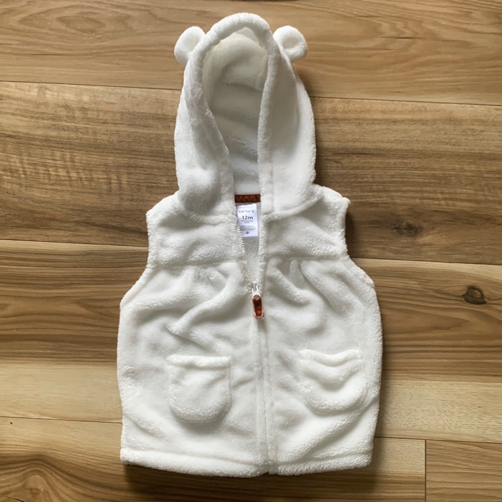 Carters 12mo zip up sleeveless hoodie